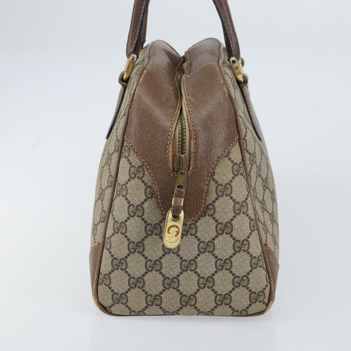 Gucci GUCCI GG Supreme Boston Bag PVC Beige Gold Authentic 156838