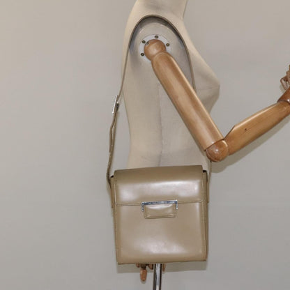 Saint Laurent SAINT LAURENT Shoulder Bag Leather Beige Silver Authentic bs23487