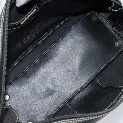 Dior Christian Dior Hand Bag Leather Black Gold Authentic ep13686