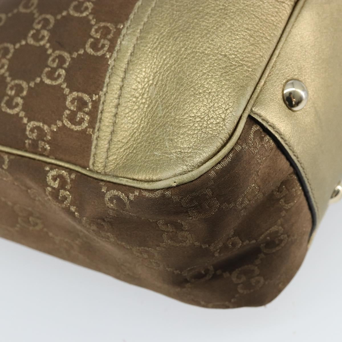 Gucci GUCCI GG Canvas Tote Bag Brown Gold 163805 Authentic LNZ740