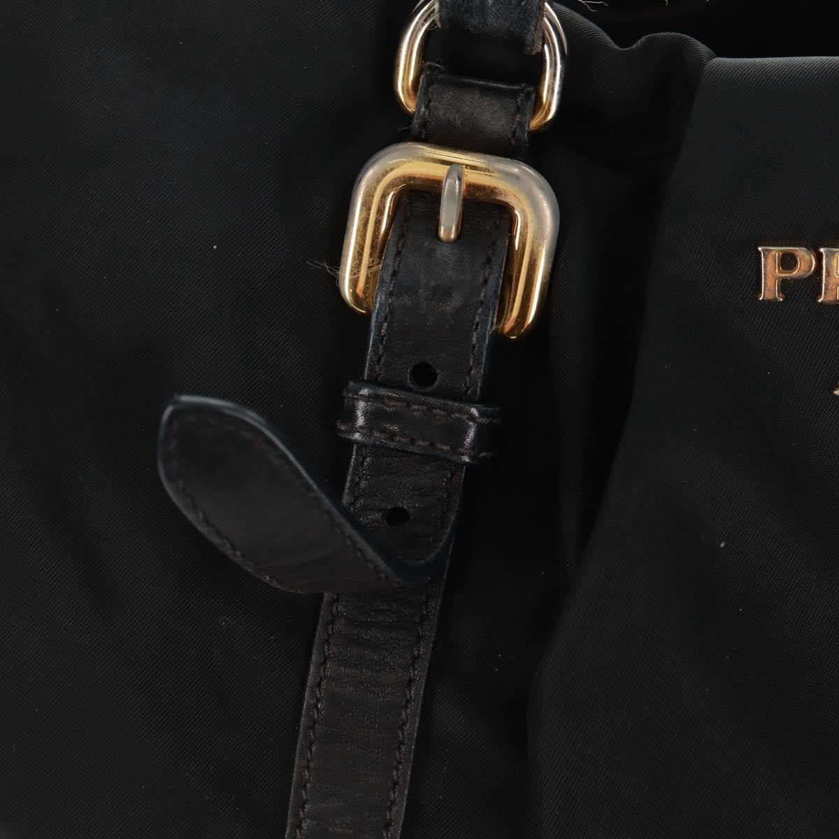 Prada PRADA Hand Bag Nylon 2way Black Gold Authentic 160520