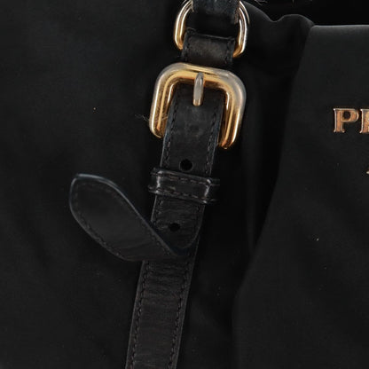 Prada PRADA Hand Bag Nylon 2way Black Gold Authentic 160520
