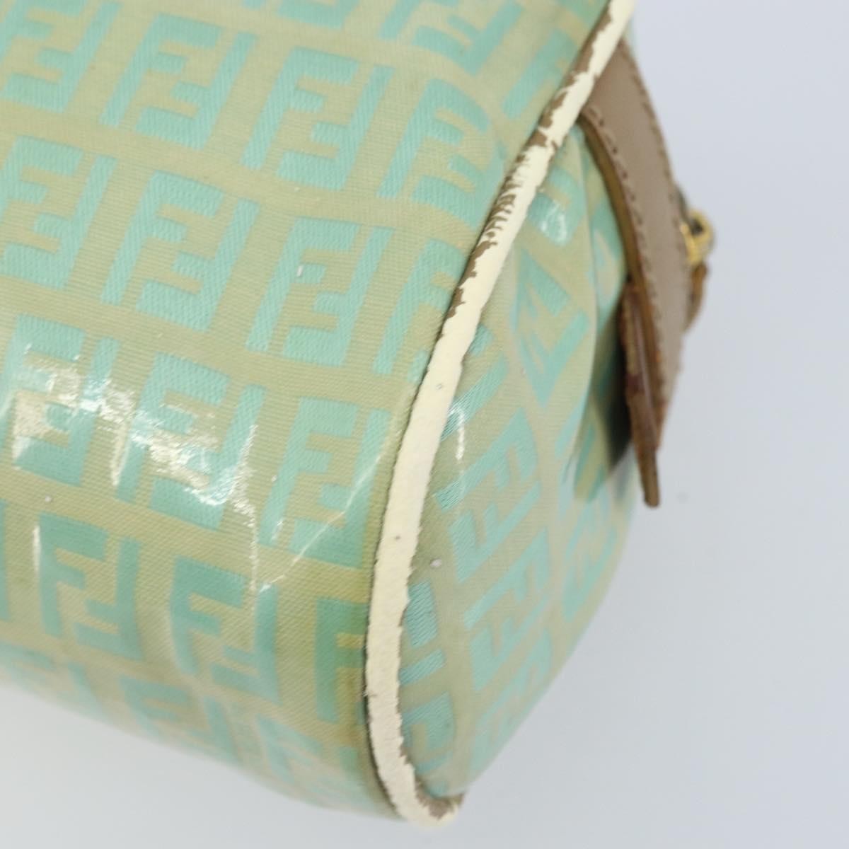 Fendi FENDI Zucchino Canvas Hand Bag Coated Canvas Green Gold Authentic ARZ139