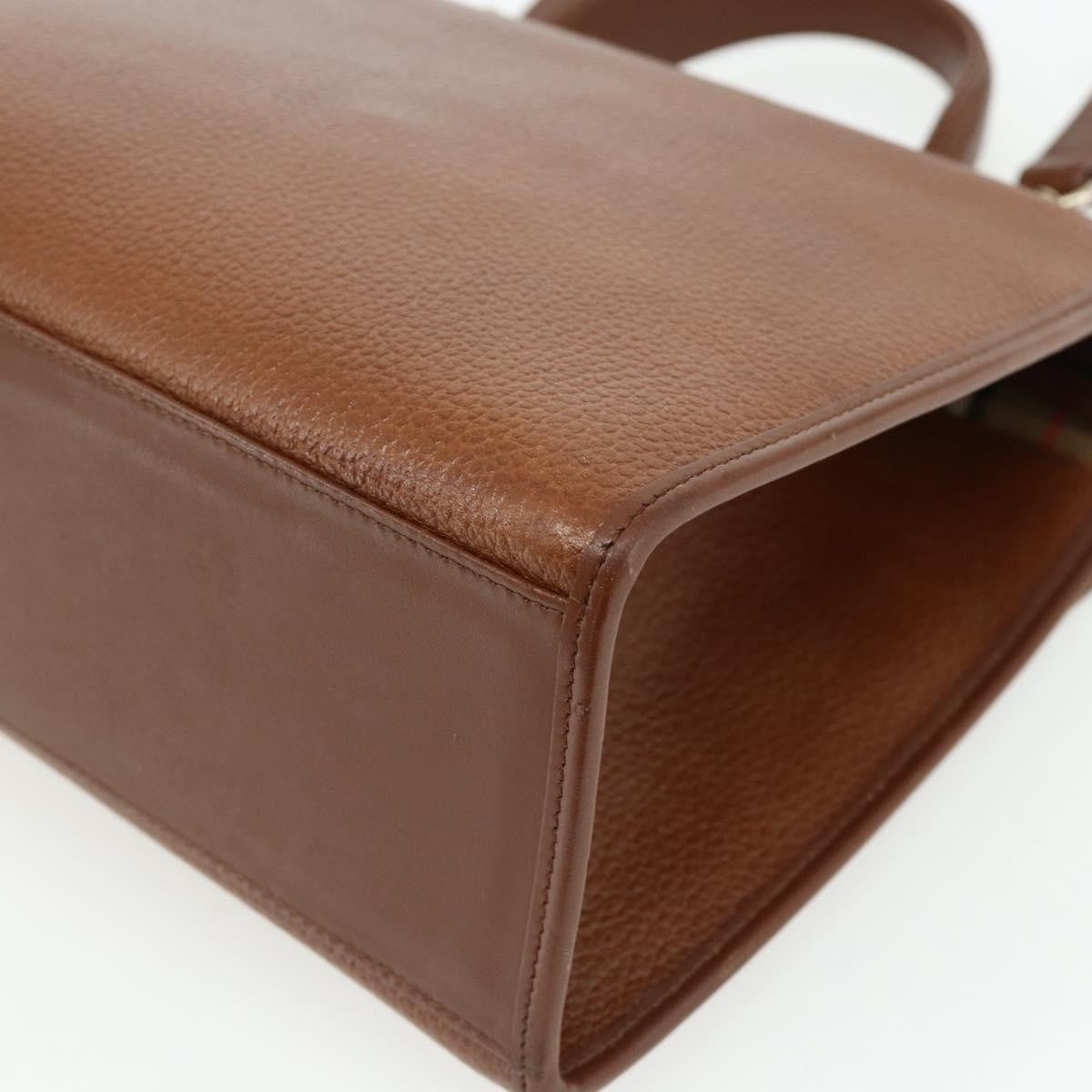 Burberrys Burberrys Hand Bag Leather 2way Brown Gold Authentic 178273