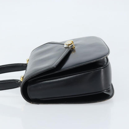 Gucci GUCCI Hand Bag Leather Black Gold Authentic ka2600