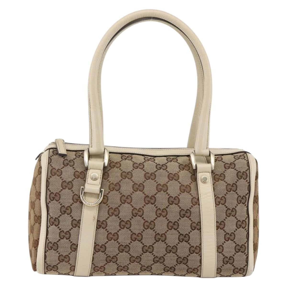 Gucci GUCCI GG Canvas Hand Bag Beige Gold 130942 Authentic BSZ194