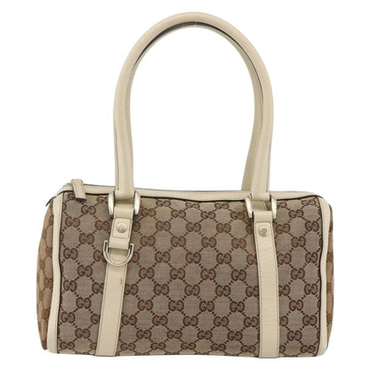 Gucci GUCCI GG Canvas Hand Bag Beige Gold 130942 Authentic BSZ194