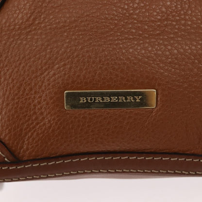 Burberry BURBERRY Hand Bag Leather Brown Gold Authentic ep11577