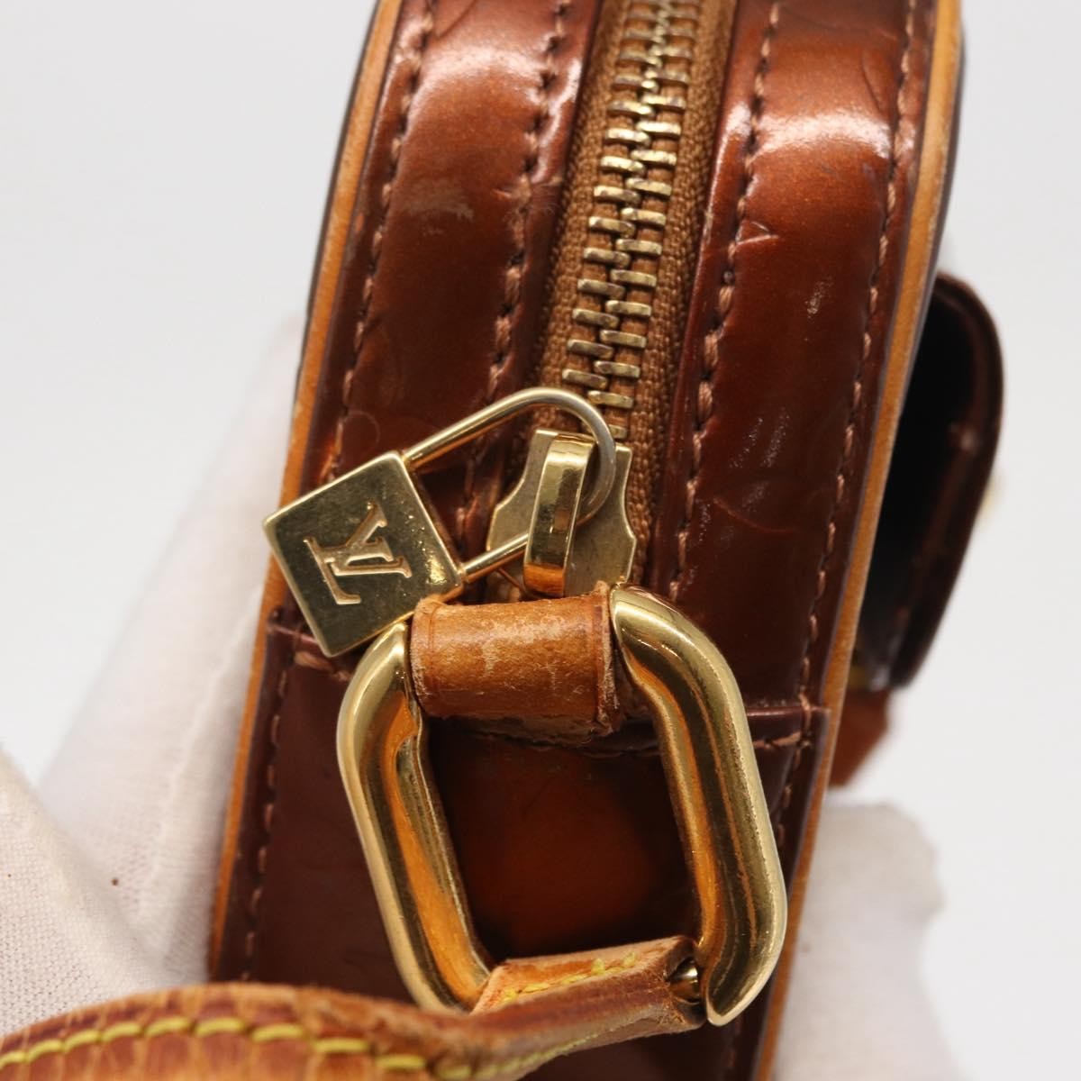 Louis Vuitton LOUIS VUITTON Monogram Vernis Christy MM Shoulder Bag Bronze M91109 Authentic 162684