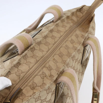 Gucci GUCCI GG Canvas Sherry Line Tote Bag Beige Pink 131231 Authentic 153359