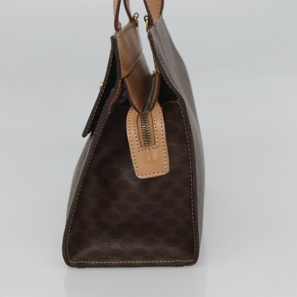 Celine CELINE Macadam Canvas Hand Bag PVC Leather 2way Brown Gold Authentic 123320