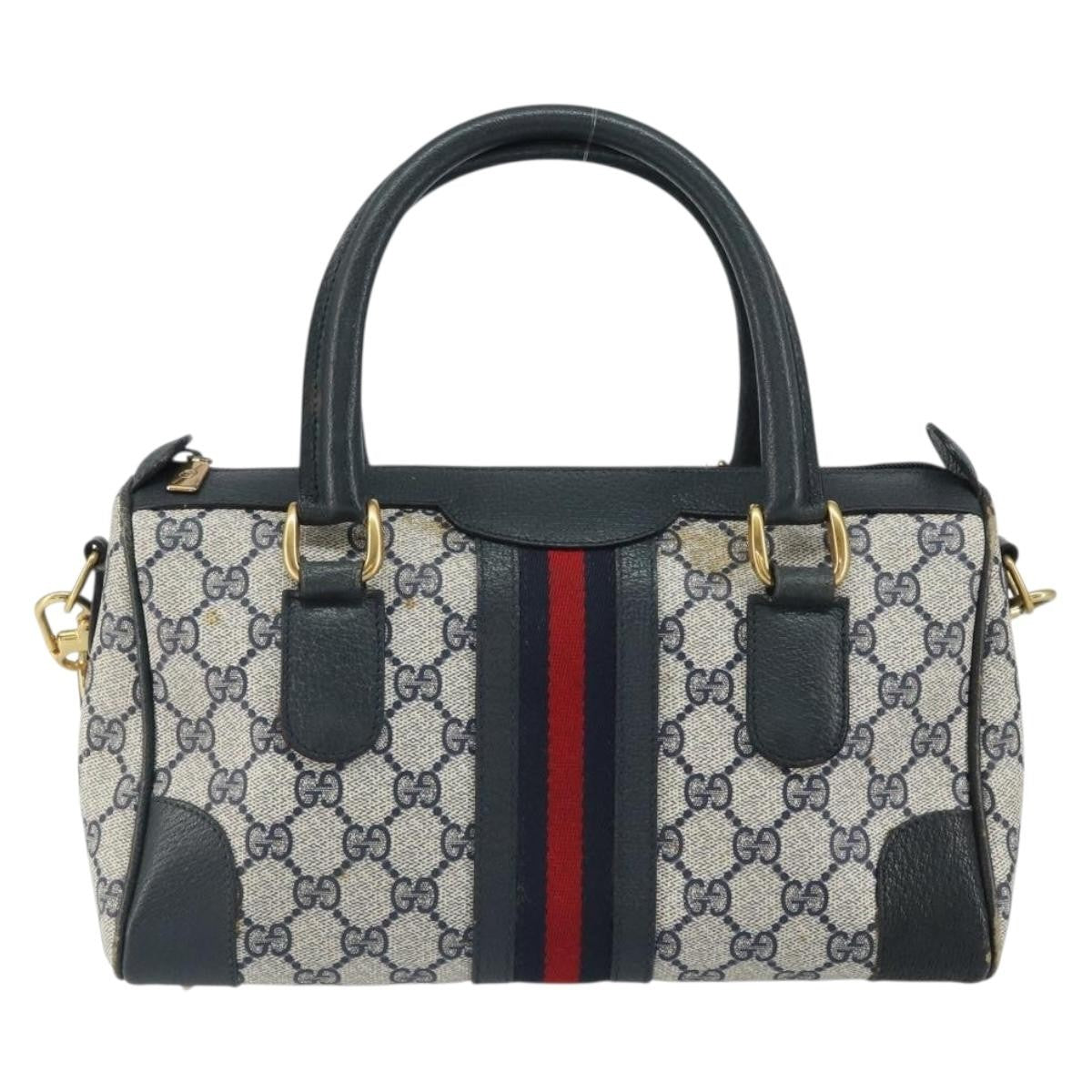 Gucci GUCCI GG Supreme Sherry Line Bag PVC 2way Navy Red gold 002 39 0069 Authentic ep12291