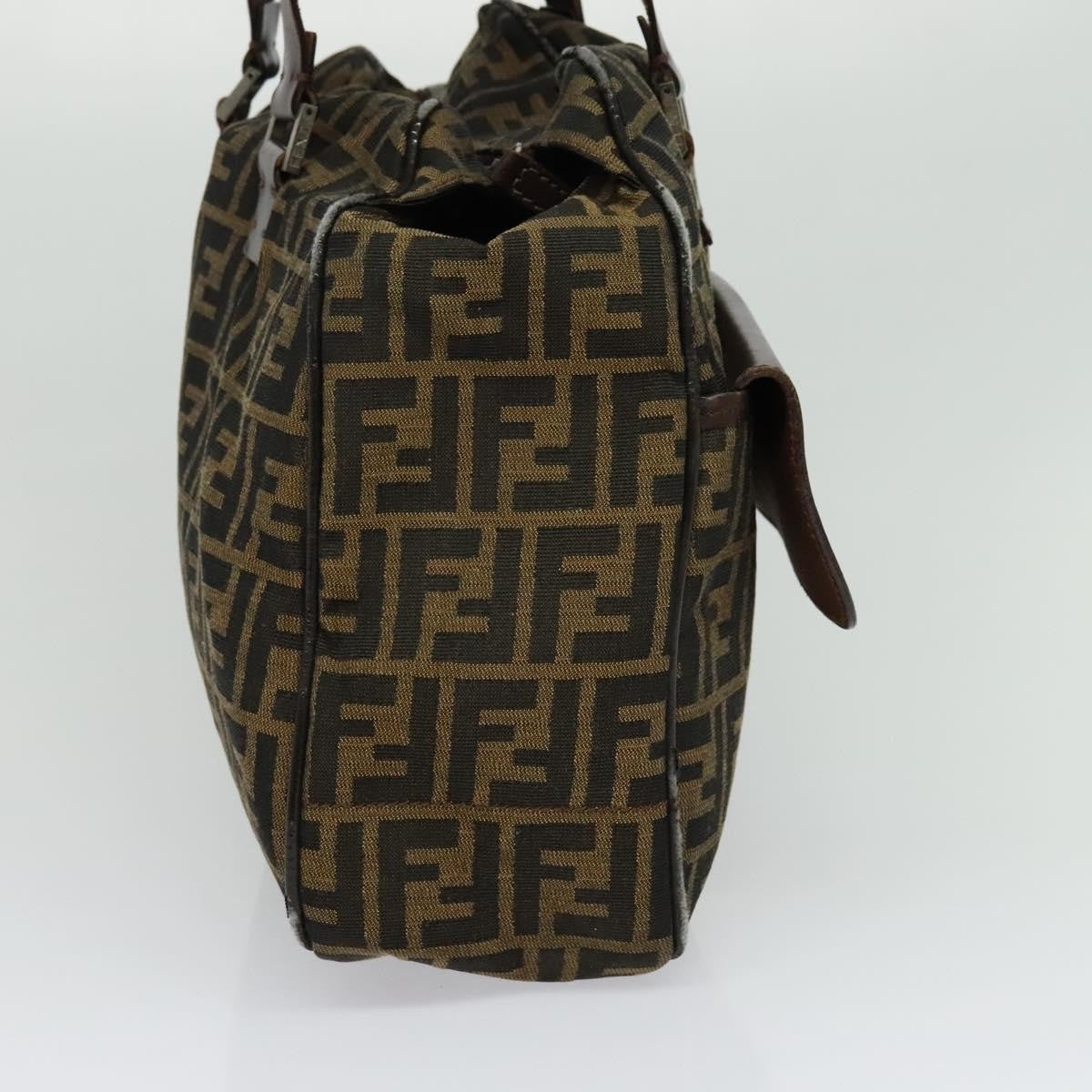 Fendi FENDI Zucca Canvas Hand Bag Black Brown Authentic ar13658