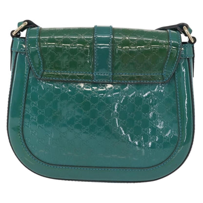 Gucci GUCCI Micro GG Canvas Shoulder Bag Enamel Outlet Turquoise Blue Gold Authentic ka641