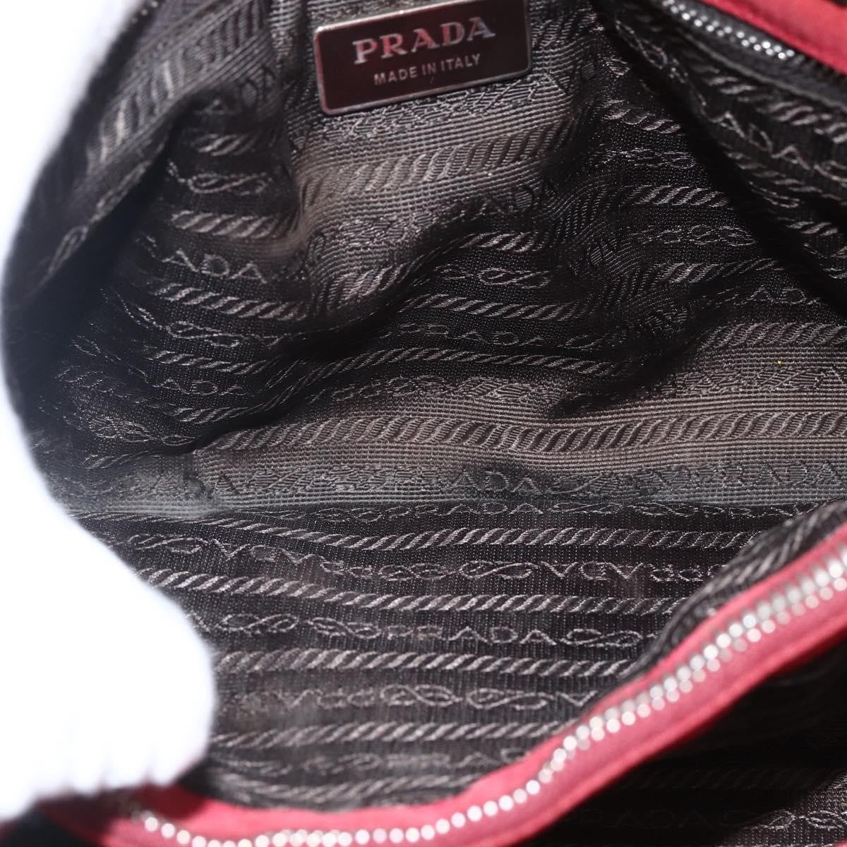 Prada PRADA Hand Bag Nylon Red Silver Authentic 170383