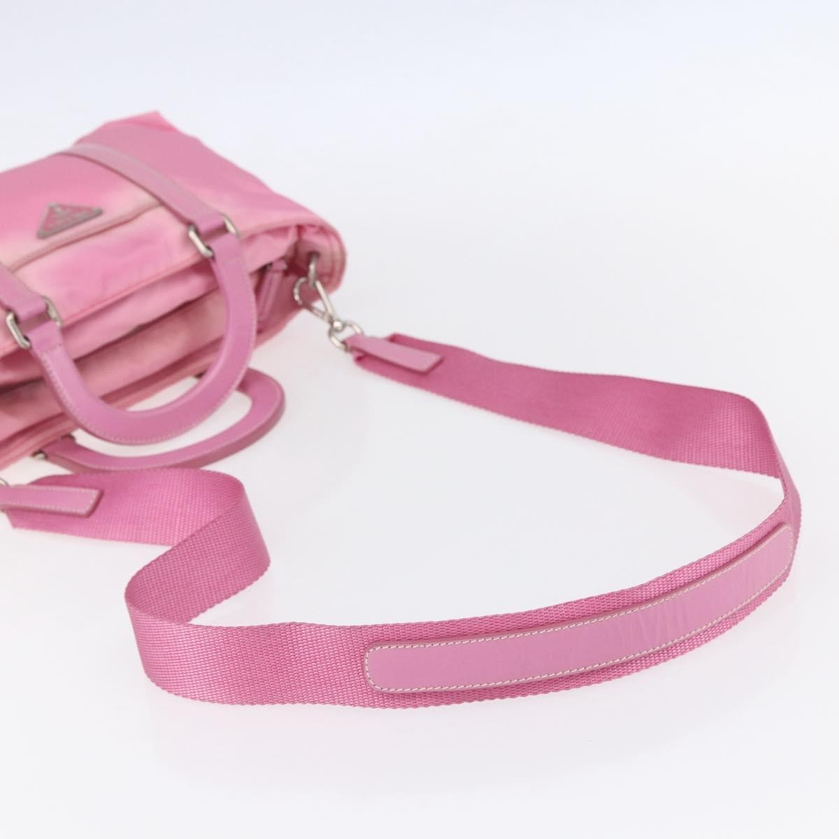 Prada PRADA Hand Bag Nylon 2way Pink Silver Authentic 153314