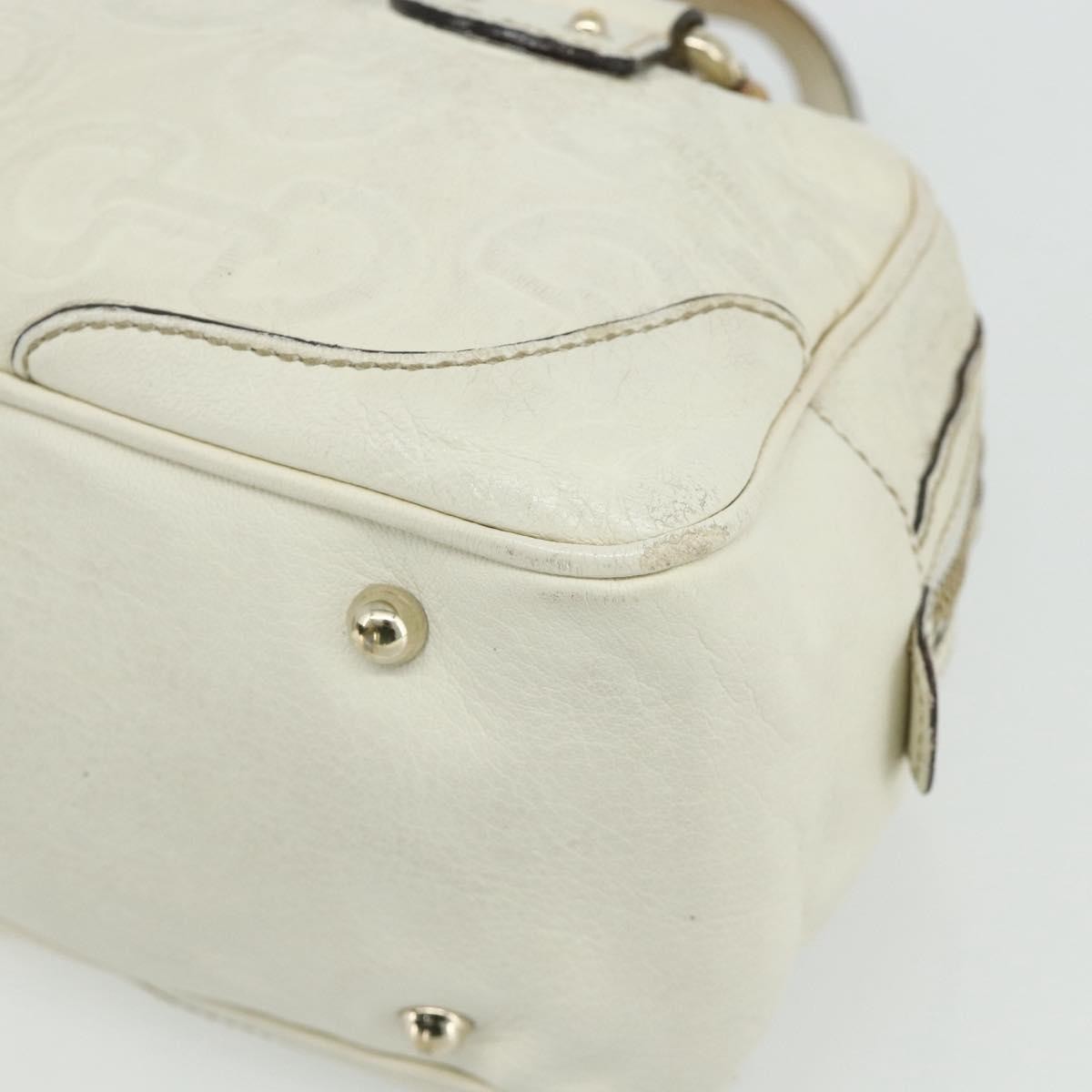 Gucci GUCCI Bamboo Boston Bag Leather White Gold 154376 Authentic ep14116