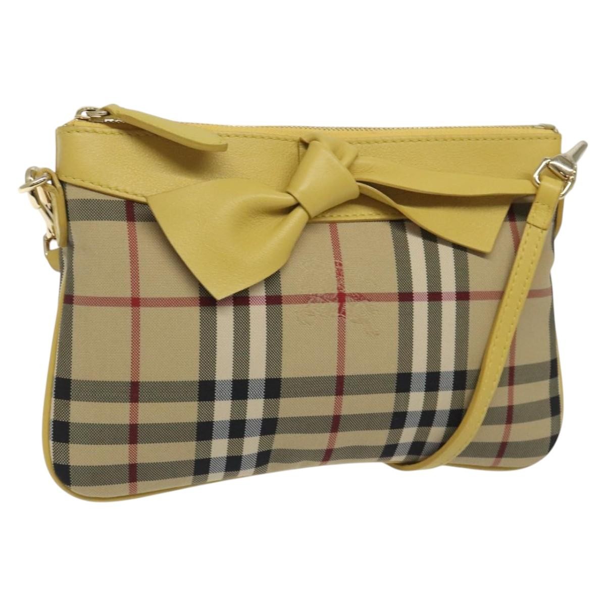 Burberry BURBERRY Nova Check Shoulder Bag Canvas Beige Gold Authentic 114865