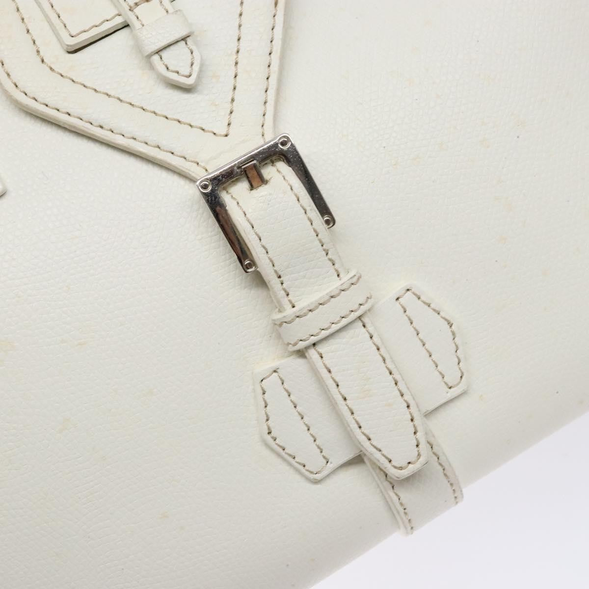 Loewe LOEWE Hand Bag Leather White Silver Authentic BA5296