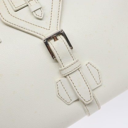 Loewe LOEWE Hand Bag Leather White Silver Authentic BA5296