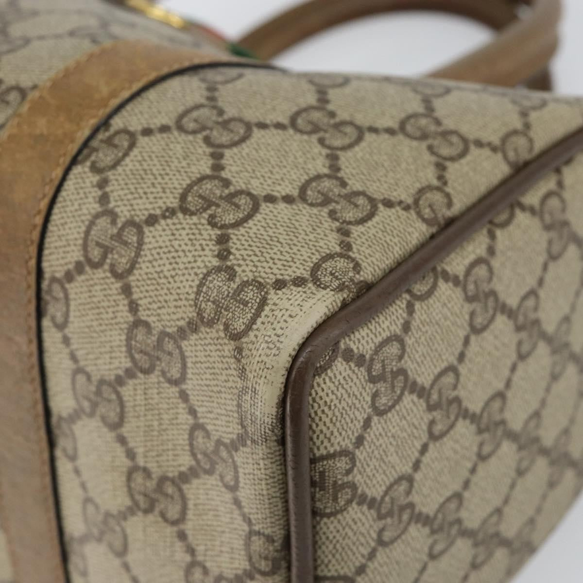 Gucci GUCCI GG Supreme Web Sherry Line Boston Bag PVC Beige Gold 40 02 006 Authentic 144227