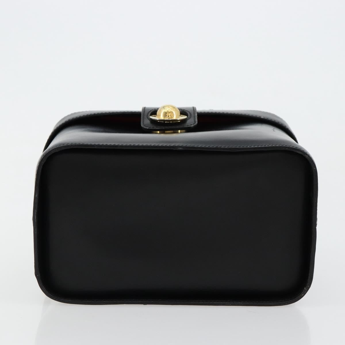 Celine CELINE Vanity Cosmetic Pouch Leather Black Gold Authentic 179213 Bag