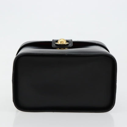 Celine CELINE Vanity Cosmetic Pouch Leather Black Gold Authentic 179213 Bag