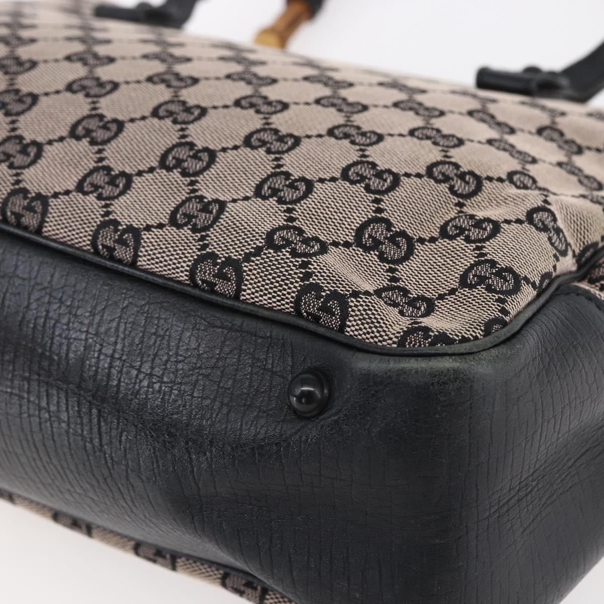 Gucci GUCCI GG Canvas Bamboo Tote Bag Navy 112526 Authentic 154654