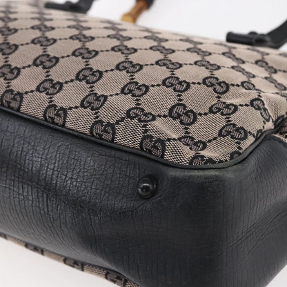 Gucci GUCCI GG Canvas Bamboo Tote Bag Navy 112526 Authentic 154654
