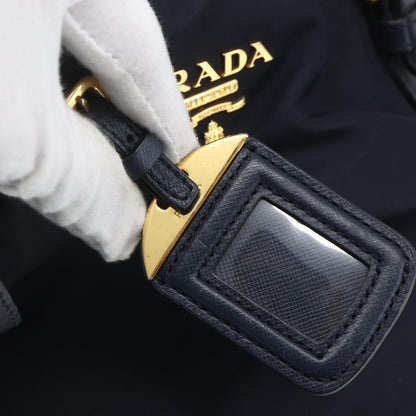 Prada PRADA Tote Bag Nylon Navy Gold Authentic 166304
