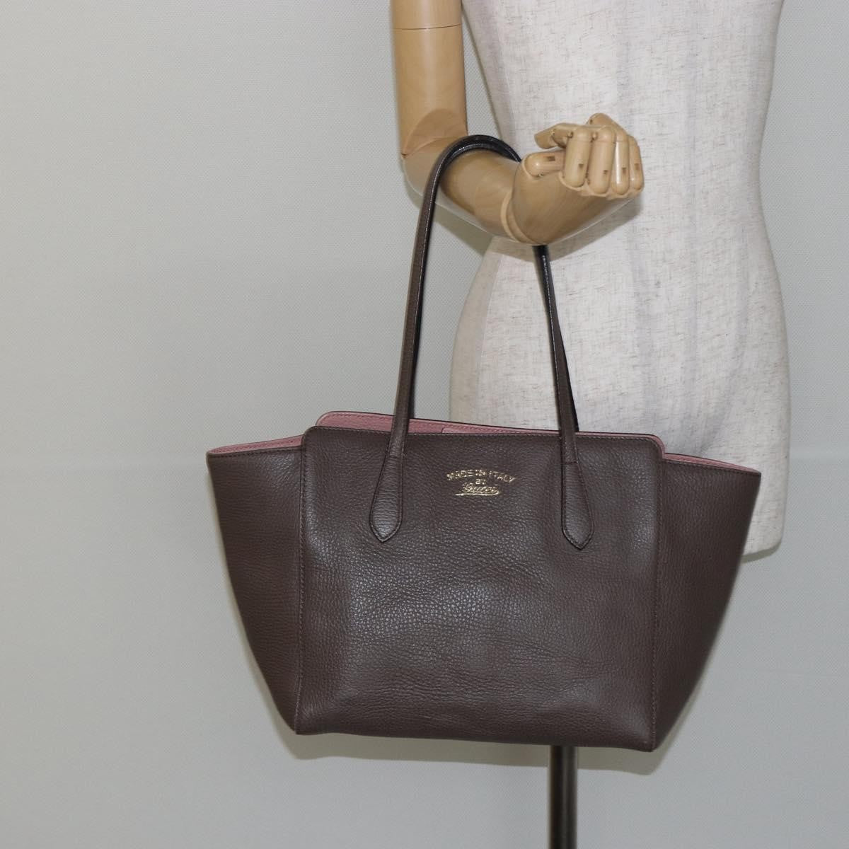 Gucci GUCCI Tote Bag Leather Gold Gray 354408 Authentic hk2995