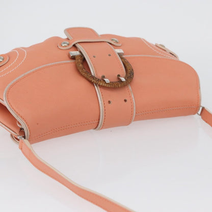 Salvatore Ferragamo Salvatore Ferragamo Gancini Shoulder Bag Leather Pink Silver Authentic BA11212