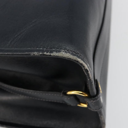 Gucci GUCCI Hand Bag Leather Navy Gold Authentic 177664