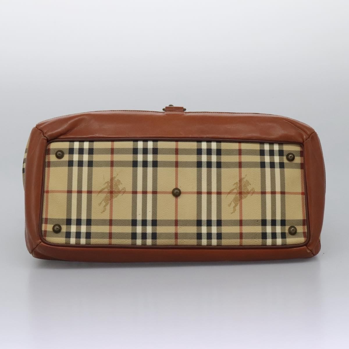 Burberrys Burberrys Nova Check Boston Bag PVC 2way Beige Authentic MX139