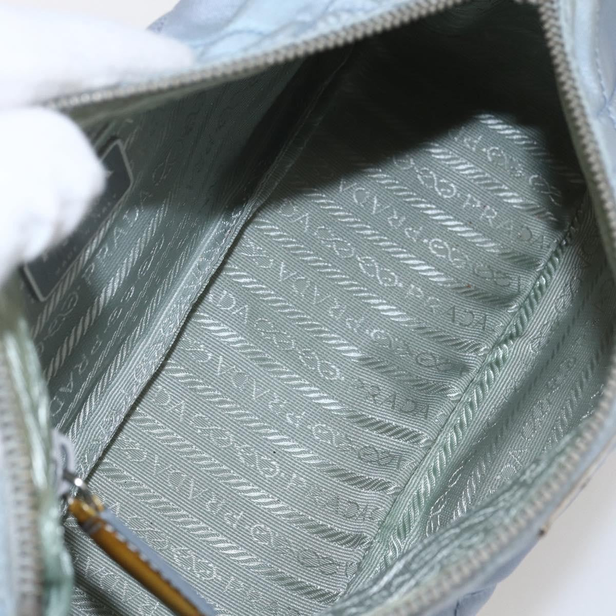 Prada PRADA Shoulder Bag Nylon Enamel Light Blue Silver Authentic 160526