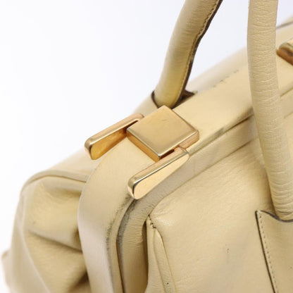 Prada PRADA Gamaguchi Hand Bag Leather Beige Gold Authentic 135924