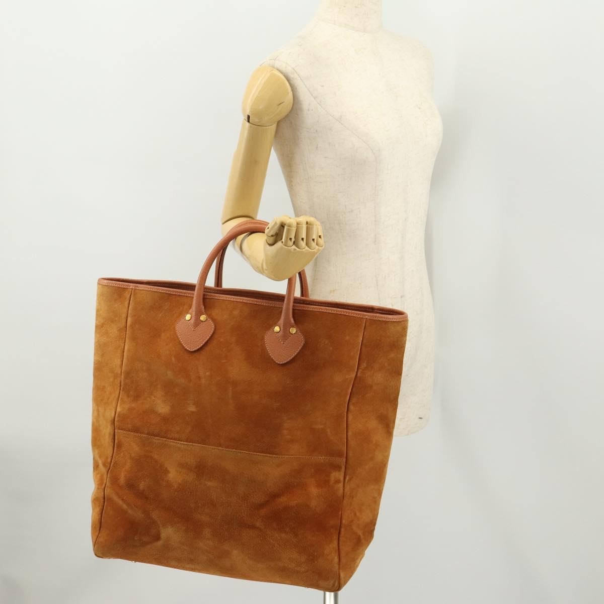 Gucci GUCCI Tote Bag Suede Brown Gold 002 58 0233 Authentic YKZ146