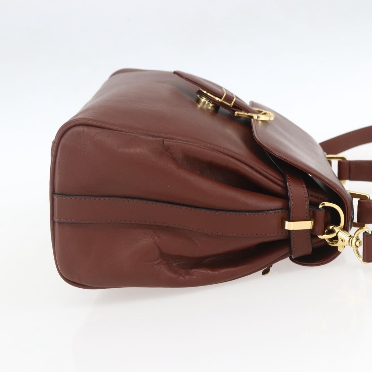 Valentino VALENTINO Hand Bag Leather 2way Brown Gold Authentic hk3311