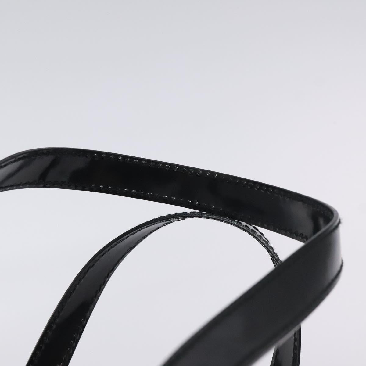 Gucci GUCCI Hand Bag Enamel Black Silver Authentic am8761