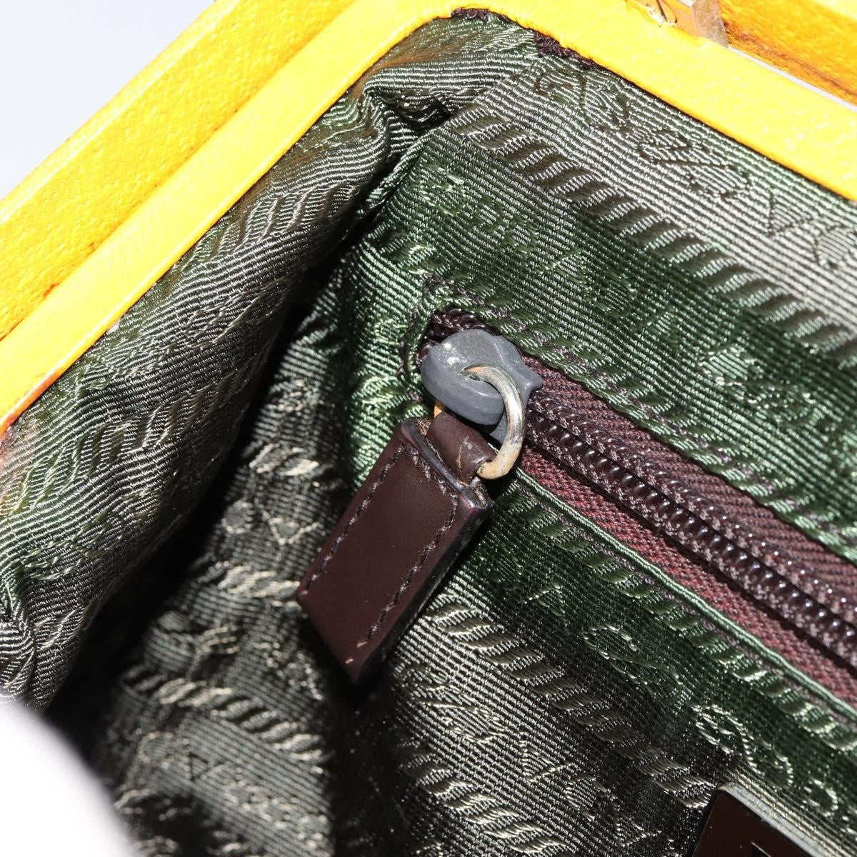 Prada PRADA Hand Bag Canvas Yellow Brown Authentic 154533