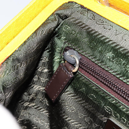 Prada PRADA Hand Bag Canvas Yellow Brown Authentic 154533