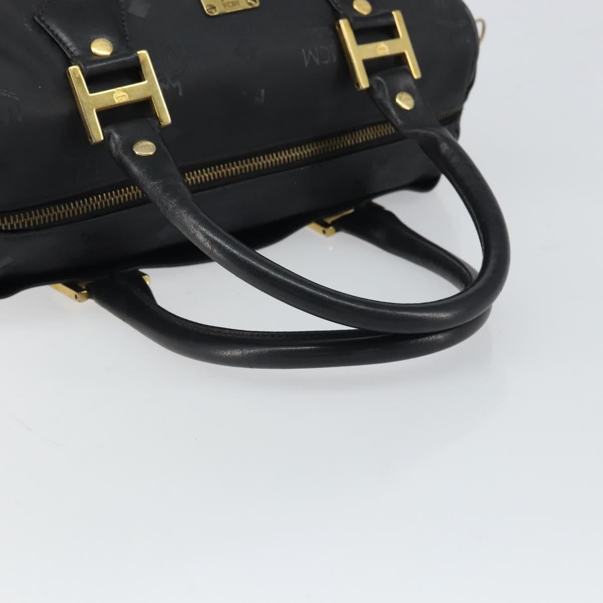 MCM MCM Vicetos Logogram Hand Bag PVC 2way Black Gold Authentic 160735