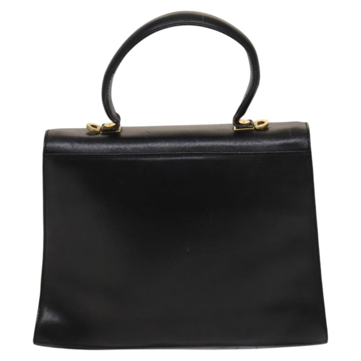 Salvatore Ferragamo Salvatore Ferragamo Gancini Hand Bag Leather 2way Black Gold Authentic BD1703