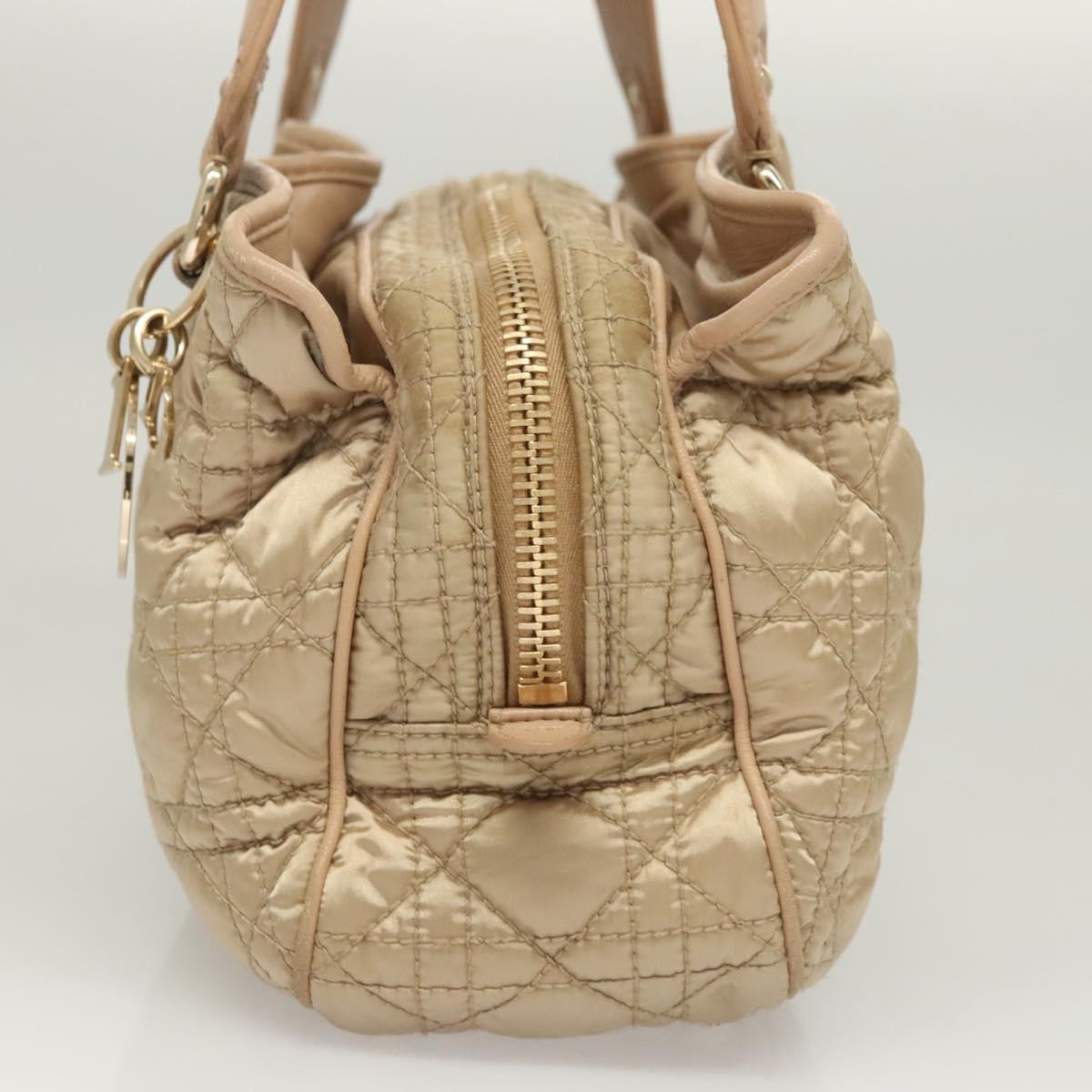 Dior Christian Dior Canage Hand Bag Nylon Beige Gold Authentic mr1376