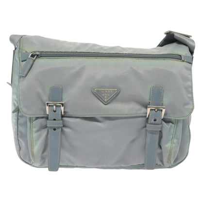 Prada PRADA Shoulder Bag Nylon Light Blue Silver Authentic ki5926