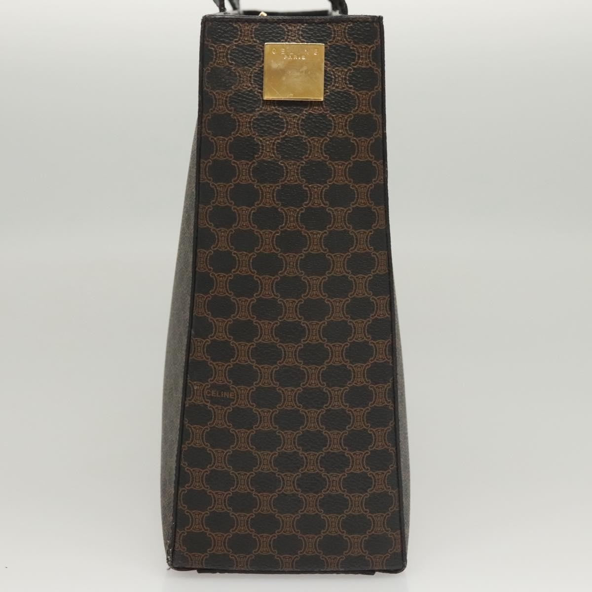 Celine CELINE Macadam Canvas Hand Bag PVC Leather 2way Black Gold Authentic 120130