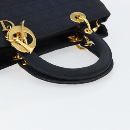 Dior Christian Dior Canage Hand Bag Nylon Navy Gold Authentic gh1098