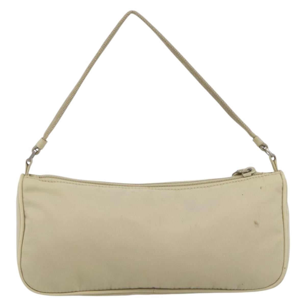Prada PRADA Accessory Pouch Nylon Beige Silver Authentic BAZ860A Bag