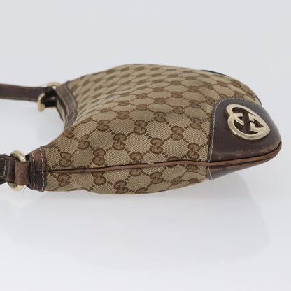 Gucci GUCCI GG Canvas Shoulder Bag Beige Gold 257072 Authentic gh1853