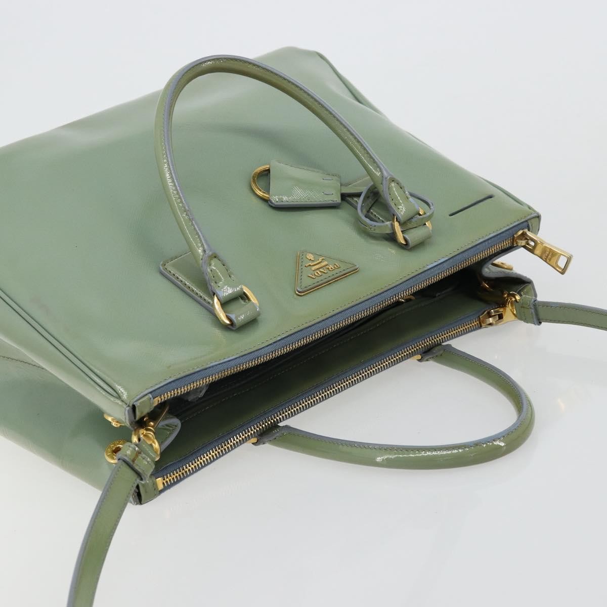 Prada PRADA Galleria Hand Bag Safiano leather 2way Green Gold Authentic bs35189